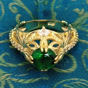925 14k gold plated emerald ring